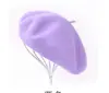 Gorro Boina de Lana de Color Puro de Fábrica Sombrero con Logo Personalizado Venta al por Mayor Estilo Coreano Moda Otoño e Invierno Gorro de Pintor Sombrero Elegante Fabricante