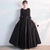 Vestido de Presentación Coral Largo Negro de Noche para Mujer 2026 Verano Nuevo Estilo Elegante Atuendo de Anfitriona de Banquete
