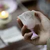 Xícara de Chá de Argila de Jade com Pé Alto Estilo Dinastias Tang e Song com Borda Floral, Roxo Degradê, Design de Orquídea Pintado à Mão, Xícara de Chá Doméstica, Conjunto de Chá Kung Fu, Xícara Única