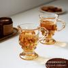 Xícara de Café Âmbar Vintage Francesa Estilo Ins Vidro Embossado Alça Xícara de Chá Preto Taça de Vinho Xícara de Presente de Acompanhamento