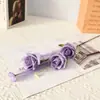 Flor Artificial Rosa de Três Cabeças Flor de Junco Decoração de Casamento Arranjo de Flores Suprimentos para Casamento Flor de Seda com Folhas Enfeites de Mesa