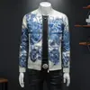 Chaqueta para Hombre 2025 Otoño Moda Nueva Tendencia Estampada Ajustada Elegante Cuello de Béisbol Chaqueta Tendencia