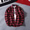 Nova Camisa Masculina Bonita da Moda Estilo Coreano Slim Fit Tendência Xadrez Camisa de Manga Longa Roupas Masculinas