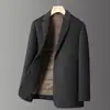 Traje de lana 100% para hombre de otoño e invierno, chaqueta acolchada casual de negocios de longitud media con forro extraíble, abrigo de lana reversible
