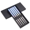 Hashis de Palha de Trigo Hashis de Aço Inoxidável 304 Estilo Coreano Hashis Coloridos Antiderrapantes e Resistentes a Mofo Utensílios de Mesa de Grau Alimentício para Adultos