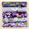 E vento flor pano feito à mão algodão japonês impresso grupo de pano DIY patchwork artesanal pequeno floral pano cabeça 5 peças