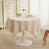 Porta-copos branco para mesa de centro, toalha de mesa quadrada pequena, capa para mesa de cabeceira, toalha de mesa e de jantar redonda de algodão e linho, estilo de luxo leve, atacado transfronteiriço