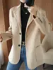 Nuevo Abrigo de Lana Corto de Alta Gama Otoño/Invierno 2025 para Mujer, Doble Cara de Cachemira, Corte Holgado, Cuello Blazer, para Mujeres Petites