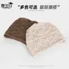Gorro de punto hecho a ganchillo con mezcla de lana para mujer, fino y transpirable, adecuado para otoño e invierno, con circunferencia de cabeza grande y diseño apilado