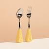 Estilo Ins Cuchara Tenedor de Acero Inoxidable para Queso de Alta Calidad Cuchara con Mango de Cerámica Resistente a Altas Temperaturas Cubiertos Creativos para Niños Tenedor