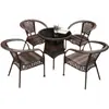 Mesa de Té y Silla de Balcón Silla de Ratán Combinación de Tres Piezas Mesa de Té Cuadrada Silla de Ratán para Patio Ratán para Exterior Mesa y Silla para Exterior