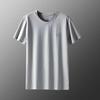 Camiseta de Manga Curta de Seda Gelo da Moda Masculina para Homens de Meia-Idade e Jovens Cor Sólida Manga Curta Roupa Superior Gola Redonda Fina Tamanho Plus Masculino Camiseta Básica