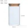 Frasco cuadrado de vidrio borosilicato tapa de bambú frasco para guardar bocadillos dulces frasco para té Frasco de cocina para guardar granos frasco sellado