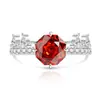 Anel Coroa de Pedra Colorida com Corte Rosa Mais Vendido no Tiktok para Mulheres, Diamante de Alto Carbono, Fashionável e Simples, Anel Banhado a Ouro, Dropshipping de Uma Peça