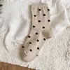 Calcetines de Lunares para Mujer, Calcetines de Media Pantorrilla para Otoño, Algodón Puro, Antibacterianos, Estilo Japonés Moderno, Versátiles para Primavera y Otoño, Calcetines Arrugados, Calcetines de Algodón