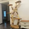 Marco de escalada para gatos cama para gatos árbol para gatos rascador para gatos villa forma de árbol de madera maciza uso doméstico tronco de árbol decoración de tronco integrado estante grande para gatos