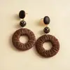 Pendientes de Corazón de Madera Color Café Transfronterizos Europeos y Americanos, Pendientes Estilo Retro Maillard, Pendientes de Diseño de Nicho para Mujer