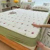 2026 Nueva sábana bajera impermeable acolchada de hilo abullonado para cama grande Sábana bajera acolchada a cuadros Artículo de una sola pieza Sábana bajera 1