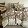 Juego de Cuatro Piezas con Borde de Encaje Vintage Clase A, Engrosado Otoño e Invierno, Fresco Juego de Ropa de Cama de Lino Floral