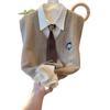 Estilo Preppy Salty High-End Combinação Outono e Inverno Conjunto Completo de Camisas e Coletes Terno de Duas Peças para Mulheres Uso Primavera e Outono 2025