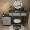 Tocador de dormitorio nórdico, mueble integrado multifuncional minimalista moderno, tocador inteligente con carga inalámbrica