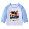 Camiseta de algodón de manga larga para niños de Primavera y Otoño de Bombero Sam, cuello redondo, básica, para niños, camiseta de bebé