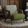 Sillón Individual de Madera Maciza para Sala de Estar Richard Ocio Retro Balcón Cafetería Vintage Diseñador Perezoso Alojamiento
