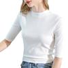 Camiseta de Manga Media para Mujer Cuello Semitortuga Nueva Llegada Otoño Temprano 2024 Estación Europea para Mujer Top de Cuello Medio Camiseta Básica de Modal para Mujer