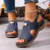 2025 Verano Amazon Comercio Exterior Nueva Primavera/Verano Talla Grande Banda Elástica Cuña Boca de Pez Sandalias de Moda para Mujeres Venta al por Mayor