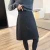Falda Midi Asimétrica de Corte A, Elegante y Sencilla Falda de Lana, Súper Adelgazante, Falda Corta Otoño e Invierno 2025, Nuevo G110114