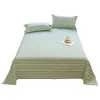 Sábana de Cama de Tela Gruesa Engrosada de Verano Pieza Única de Lino Esterilla Refrigerante Juego de Tres Piezas de Sábana Ajustada para Cama Individual/Doble de Dormitorio