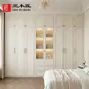 Armario de Madera Maciza a Medida para Toda la Casa Estilo Francés Ligero, Estilo Retro Europeo Crema, Decoración de Lujo Ligero para Villa, Muebles Completos para Dormitorio