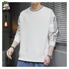 Explosões do TikTok Moda Jovem Masculino plus size com Suéter Estampado Masculino Primavera e Outono Novo Gola Redonda Camisa Base Top Roupas
