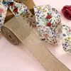 Fita com Padrão Floral com Borda de Arame, Artesanato DIY Feito à Mão para Embalagem de Presente, Fita para Laço de Guirlanda Grande de Primavera