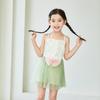 Traje de baño infantil con lazo, juguetón, lindo, tirantes tipo tirantes, falda de gasa, trajes de baño para niñas pequeñas y medianas, trajes de baño para playa y aguas termales, venta al por mayor