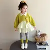 Conjunto de leggings de girasol estilo coreano para niñas, nuevo conjunto de dos piezas de moda para primavera y otoño 2026 para niñas pequeñas