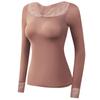 22155 Ropa Interior Térmica de Encaje Ultradelgada para Mujer, Mejora de la Piel, Otoño e Invierno, Sin Marcas, Versátil, Alta Elasticidad, Traje de Manga Larga