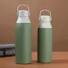 Taza Térmica de Acero Inoxidable 304 Transfronteriza para Comercio Exterior, Botella de Agua Portátil de Gran Capacidad para Deportes al Aire Libre con Asa y Popote, Personalizable