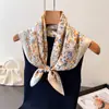 Pañuelo Cuadrado Estampado Floral Estilo Pastoral, Chal de Seda Artificial, Protección Solar, Tacto de Alta Gama, Pañuelo para el Cuello, Pañuelo para la Cabeza, Pañuelo de Seda, Bufanda