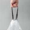 Bolsa de basura con cordón, portátil, para el hogar, cocina, cierre automático, bolsa de limpieza de cuerda gruesa, bolsa de plástico blanca grande