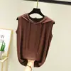 Chaleco para Mujer Primavera y Verano Delgado Modal Sin Mangas Top Camiseta Talla Grande para Mujer Adelgazante con Capucha Suéter Holgado Combinación