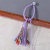 Chaveiro de borla de fio de algodão tibetano feito à mão, fivela de anel de dedo trançada, acessórios de brocado Song DIY, pingente para bolsa Beanie