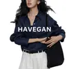 HAVEGAN/Camisa de Linho de Manga Longa Primavera e Outono Feminina Solta 2026 Novo Estilo Old Money Casual Preguiçoso Top