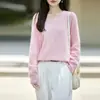 Suéter Casual 100% Lã Pura para Mulheres, Outono e Inverno, Gola V, Caimento Solto, Suéter de Tricô Versátil de Manga Longa, Suéter Quente