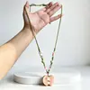 Collar de cerámica rosa con forma de manzana y cuentas para mujer, diseño de nicho de alta gama, cadena para la clavícula, accesorio de cuello personalizado