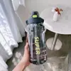 Nueva Botella de Agua Deportiva y de Fitness de Gran Capacidad, Taza de Verano de Aspecto Elegante, Portátil, Resistente a Altas Temperaturas, Botella de Agua para Exteriores con Popote