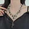 Collar de Cadena para Cintura con Borla de Cristal Blanco y Negro Retro de Lujo de Gama Alta Accesorios Gargantilla de Doble Uso para Mujer Europeos y Americanos
