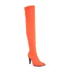 35-48 Otoño e Invierno Puntiagudas Largas Hasta la Rodilla Botas de Tacón Alto Elásticas Pierna Delgada Botas de Mujer Sexy Moda Comercio Exterior Transfronterizo H697