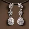 Pendientes de moda creativos exquisitos con incrustaciones de flores y circón AAA, espiga de trigo, gota de agua, pendientes para novia, banquete, combinan con todo, para mujer, al por mayor