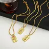 Collar de Zirconia Chapado en Oro al Vacío 18K Europeo y Americano de Venta Caliente Collar con Colgante Cuadrado de Acero Inoxidable con Sello de Sol y Estrella
